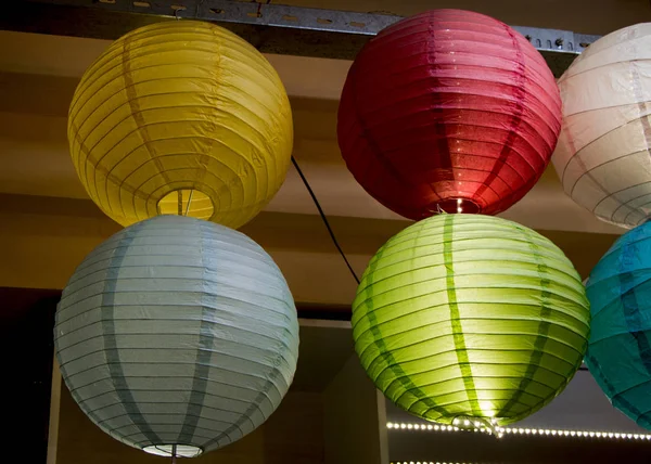 Colorful paper lantern outdoor in a marketplace