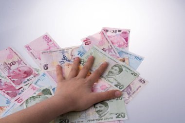 Turksh Lirası banknot elinde tutan el