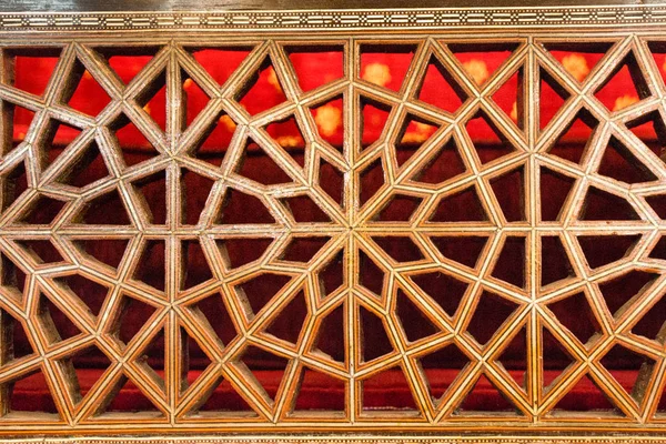 Sztuka osmańska w geometrycznych wzorach na drewnie — Zdjęcie stockowe