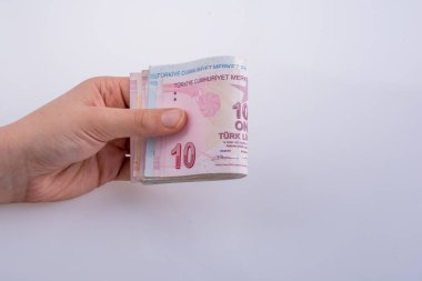 Turksh Lirası banknot elinde tutan el