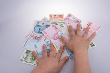 Turksh Lirası banknot elinde tutan el