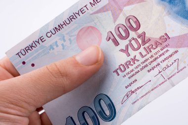 100 Turksh Lirası banknot elinde tutan el