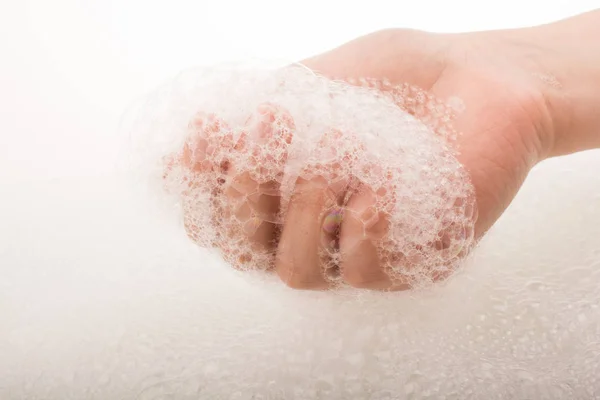 Lavage des mains enfant en mousse — Photo