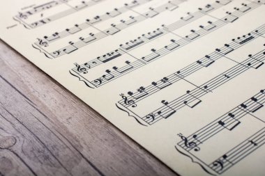 Nota bir tuval üzerine yerleştirilen kağıt üzerinde