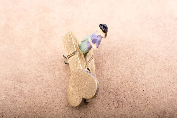 Kadın heykelcik bir clothespin tuzağa