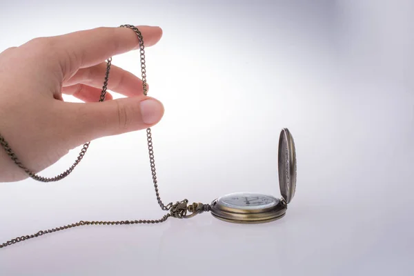 Reloj Bolsillo Estilo Retro Sobre Fondo Blanco — Foto de Stock