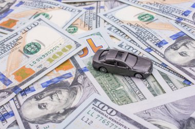 Model araba bizi doları banknot yerleştirilir 