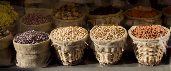 Wicker basket fullnuts of various sort — Stock Photo, Image