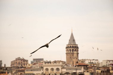 İstanbul 'daki Bizans döneminden Galata Kulesi manzarası