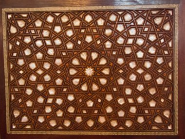 Tahtada geometrik desenli Osmanlı Türk sanatı