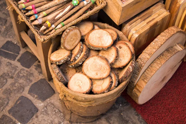 Small piece of cut wood logs — Stock Photo, Image