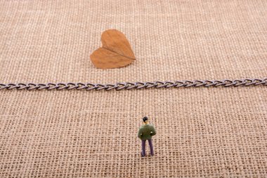 Heykelcik ve orta kuru yaprak ile