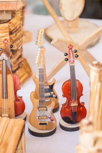 Reihe Von Modellen Von Musikinstrumenten Aus Holz — Stockfoto