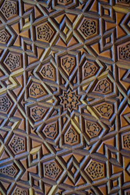 Tahtada geometrik desenli Osmanlı Türk sanatı
