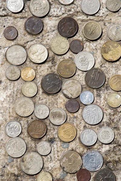 Antigua Colección Monedas Metal Como Fondo —  Fotos de Stock