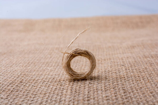 Roll of brown color linen string