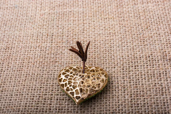 Corazón en forma de objeto de metal de color oro — Foto de Stock