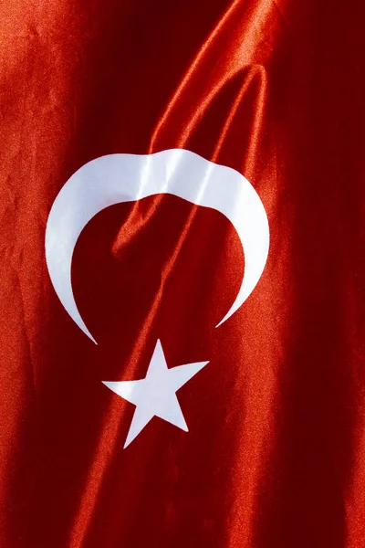 Türk Ulusal Bayrak Buna Görünümü Kapatın — Stok fotoğraf