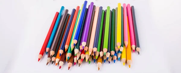 Color pencils and back to school title — Stock Photo, Image