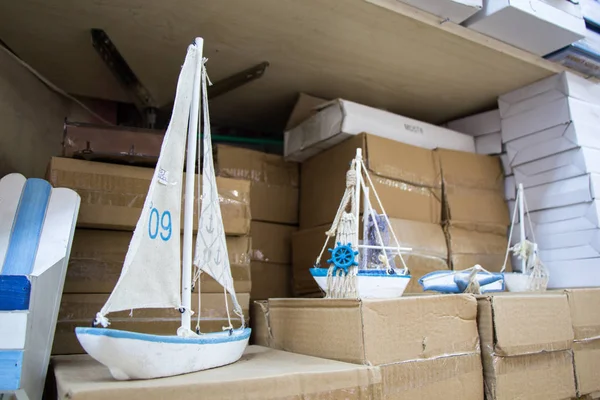 Set of little colorful model boats — Stock Photo, Image