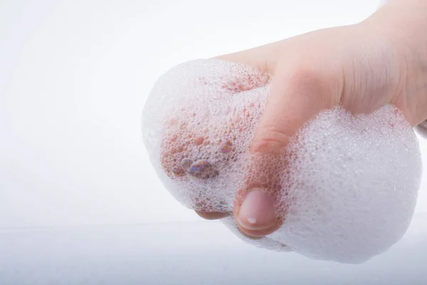 Child washing hands  in foam — Stock Photo, Image