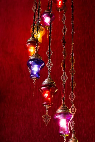 Ottoman Turkish style decorative  lamps are on