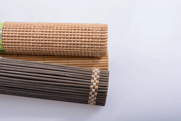 Bambusová rohož jako sláma abstraktní textury — Stock fotografie
