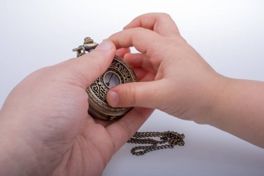 Mekanik cep saati bir çuvala tuval üzerine üzerinde 