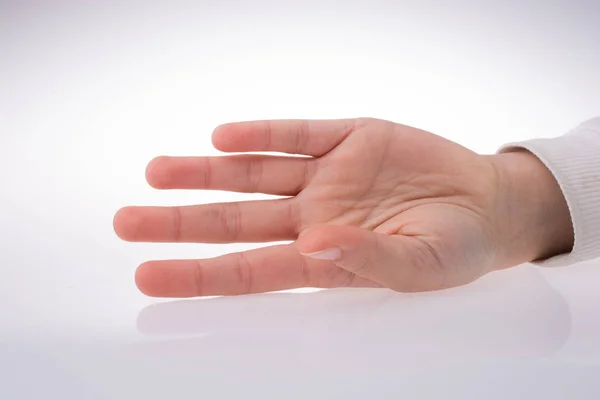 Mano Abierta Para Gesto Aislado Sobre Fondo Blanco — Foto de Stock