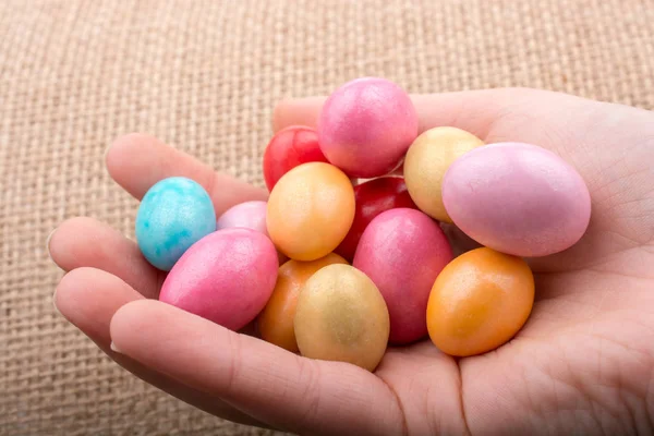 Candies Concept Easter Eggs Hand — Stock Photo, Image