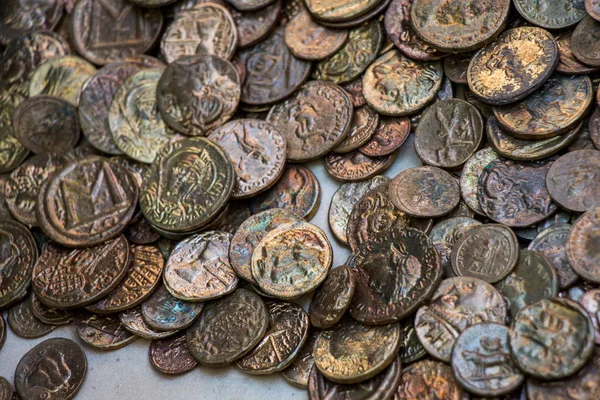 Monedas Metálicas Antiguas Collectiion Como Fondo —  Fotos de Stock