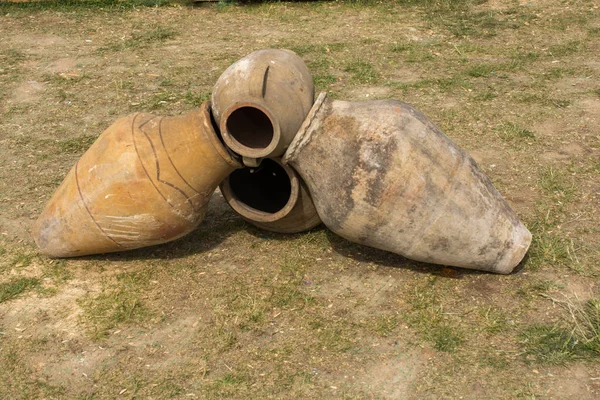 Oude Metalen Kruik Oosterse Stijl Het Oog — Stockfoto