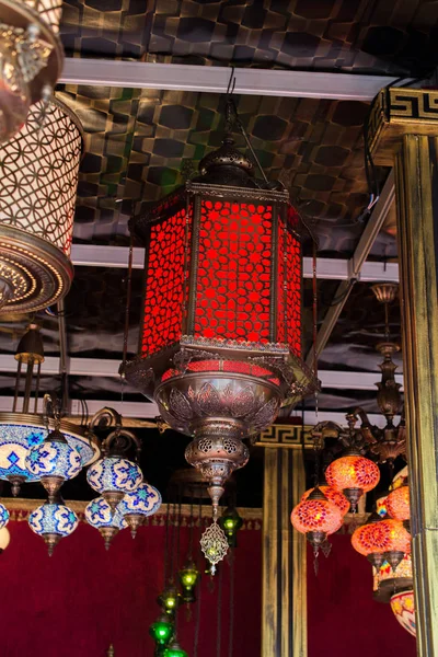 Ottoman Turkish style decorative  lamps are on