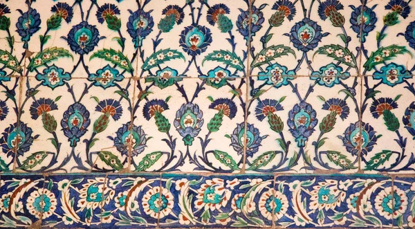 Otomano Antiguo Hecho Mano Turco Azulejos Con Patrones Florales — Foto de Stock