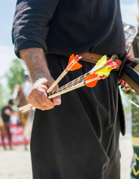 Flecha Mano Como Sistema Armas Proyectil Tiro Con Arco —  Fotos de Stock