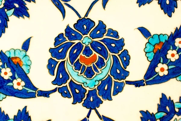 Azulejos Turcos Artesanais Antigos Otomanos Com Padrões Florais — Fotografia de Stock