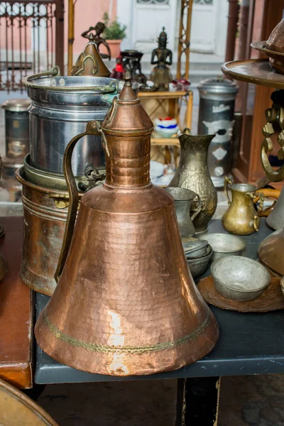 Foarte Vechi Stil Metal Ewer Borcan Apă Vedere — Fotografie, imagine de stoc