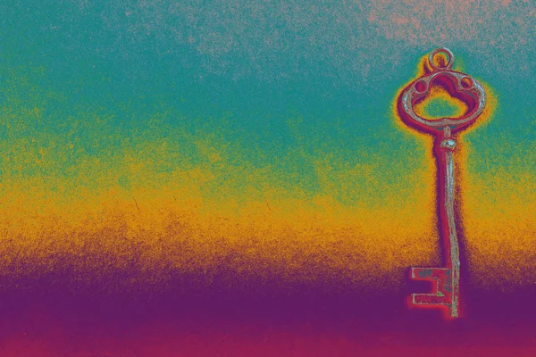 Retro style key on colorful background — Stock Photo, Image