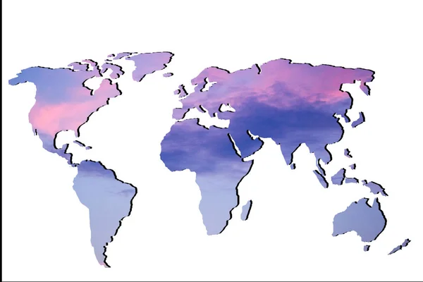 Mapa do mundo aproximadamente delineado com fundo branco — Fotografia de Stock