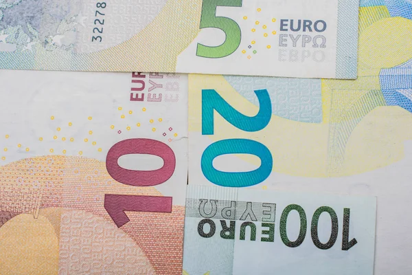 Closeup Euro Money Banknotes, Euro Currency,  Cash, Bill Concept — Stock Photo, Image