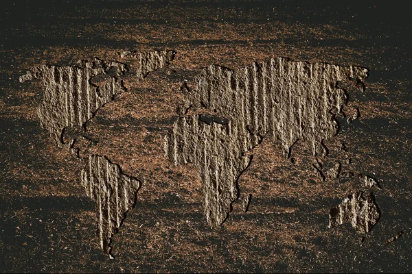 Aproximadamente bosquejado mapa del mundo con relleno de roca — Foto de Stock