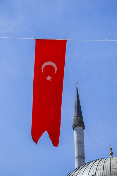 Ottoman Turkish style mosque minaret  as Religious Muslim temple — Stock Photo, Image