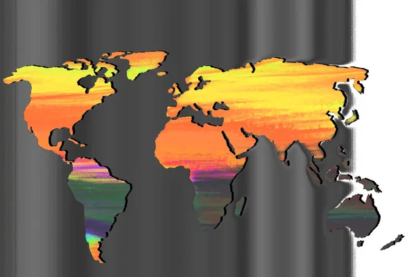 Mapa do mundo com fundo cinza — Fotografia de Stock