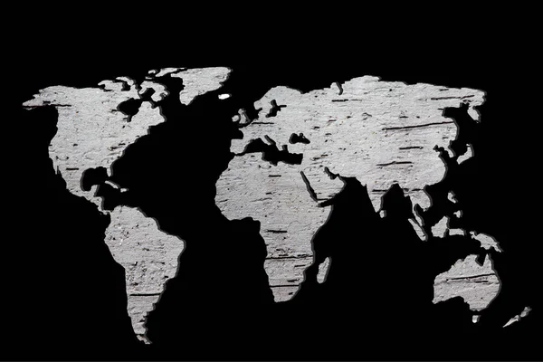 Grosseiramente esboçado mapa do mundo com enchimento de madeira — Fotografia de Stock