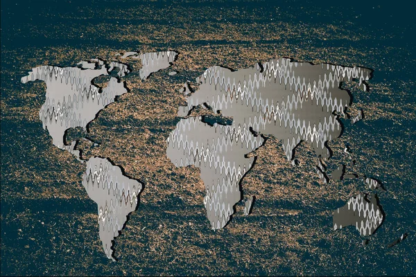 Roughly sketched out world map with patterns — Stock Photo, Image