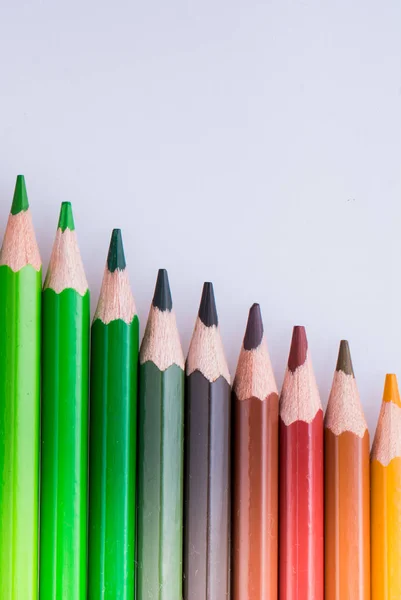 Color Pencils placed on a white background — Stock Photo, Image