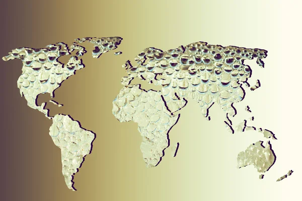 Roughly outlined world map with water drop fillings