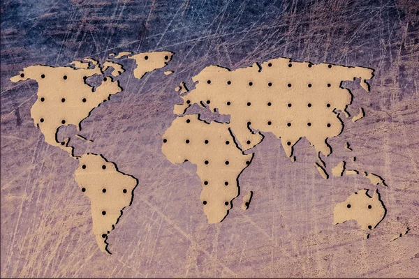 Zhruba načrtnuté mapa světa s vzory — Stock fotografie