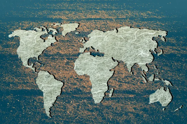 Roughly outlined world map with patterns fillings