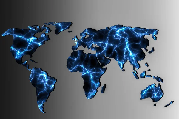 Mappa del mondo grossolanamente delineata con ripieni di modelli — Foto Stock